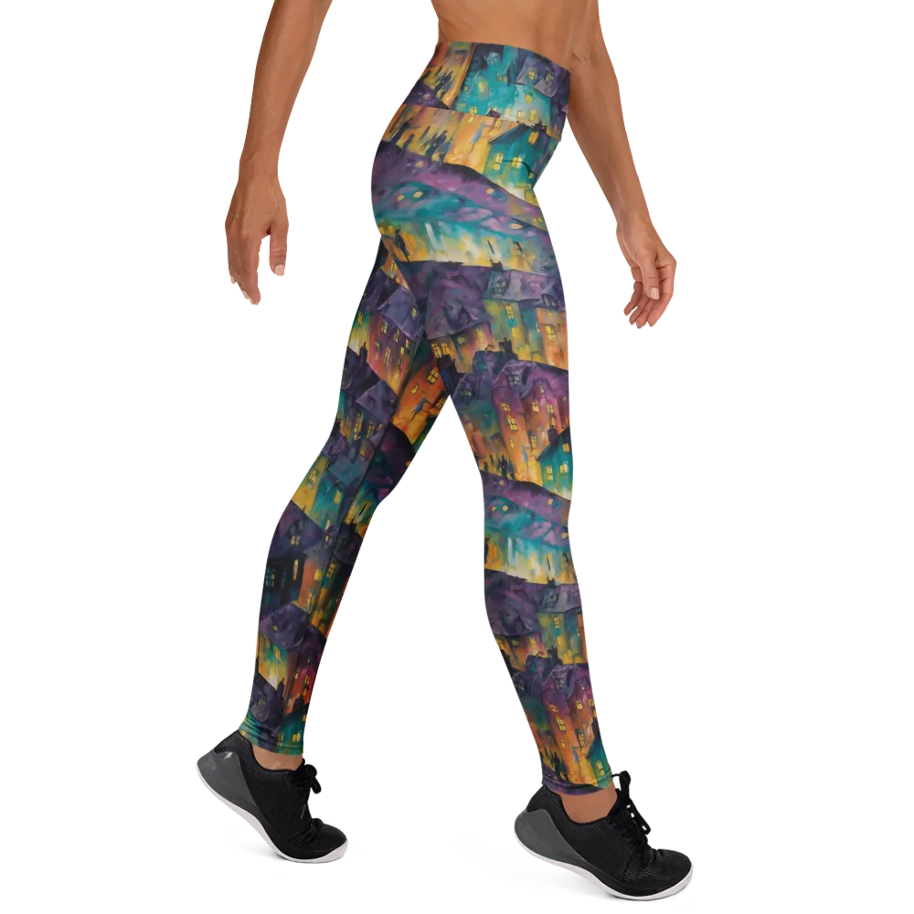 Midnight Rooftops on Yoga Leggings — Right