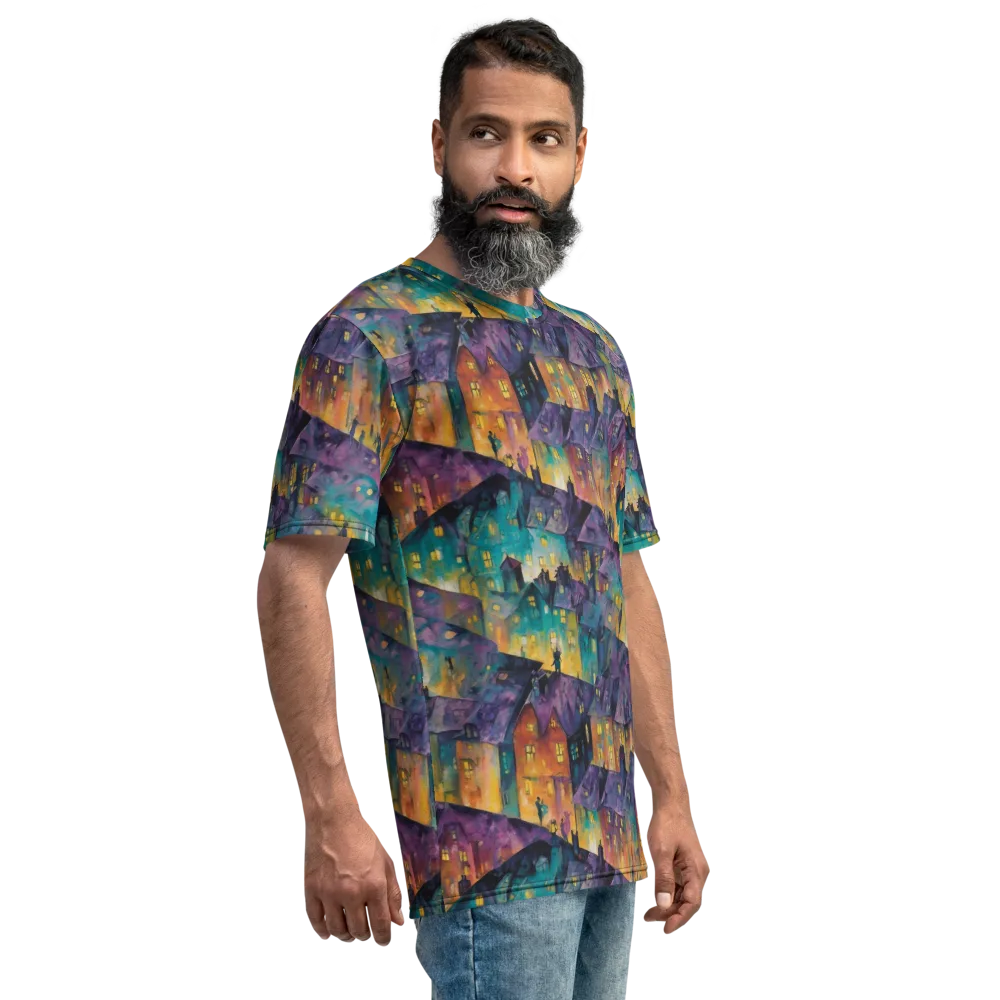 Midnight Rooftops on Men's Crew Neck T-Shirt — Right