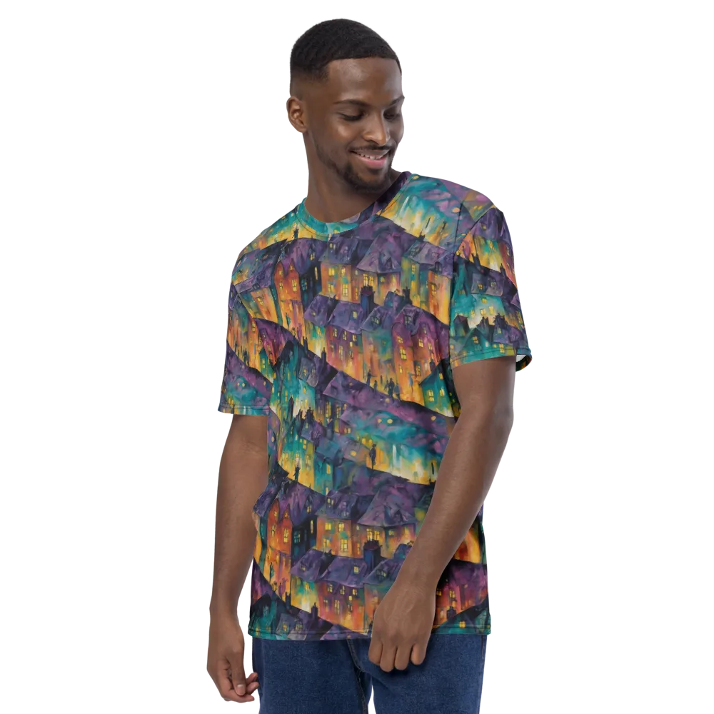 Midnight Rooftops on Men's Crew Neck T-Shirt — Left