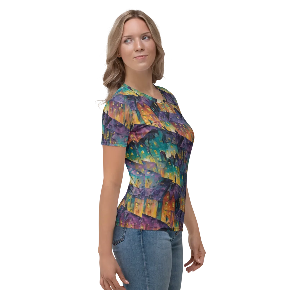 Midnight Rooftops on Women's Crew Neck T-Shirt — Right