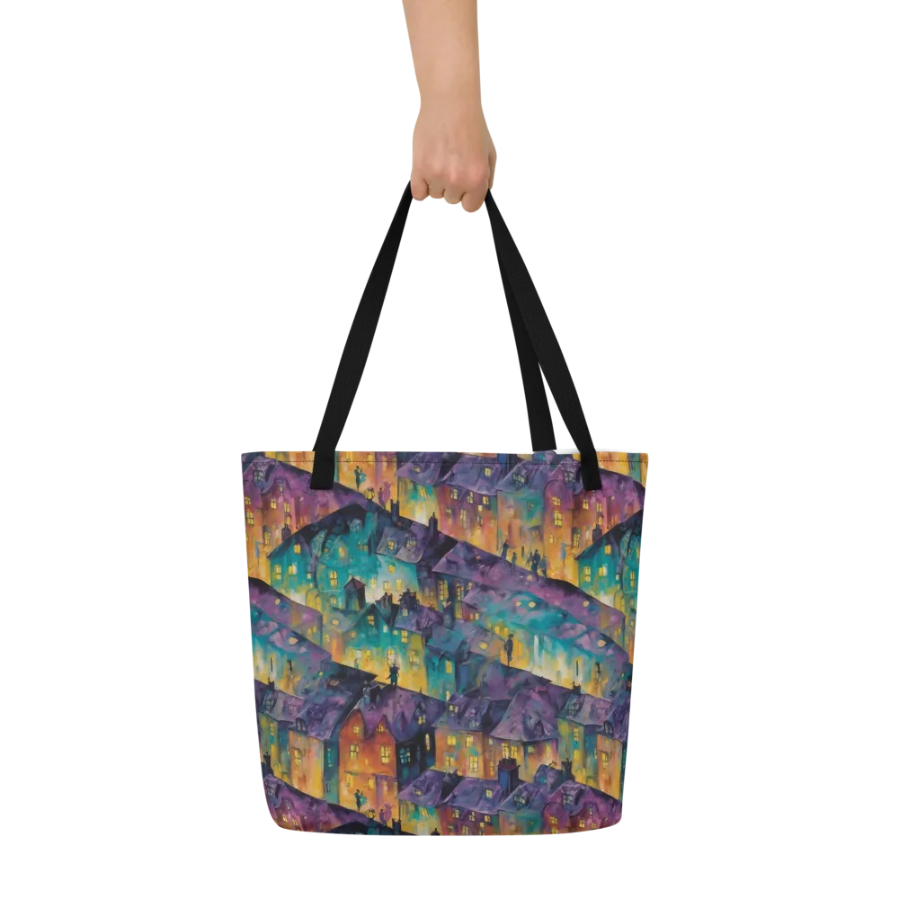 Midnight Rooftops on Large Tote Bag W/ Pocket — Front