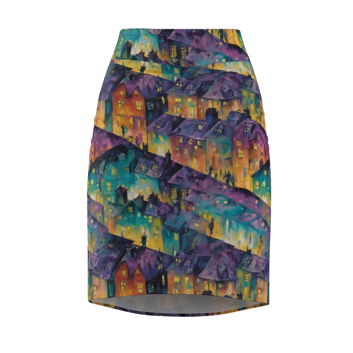 Midnight Rooftops on Pencil Skirt — Front