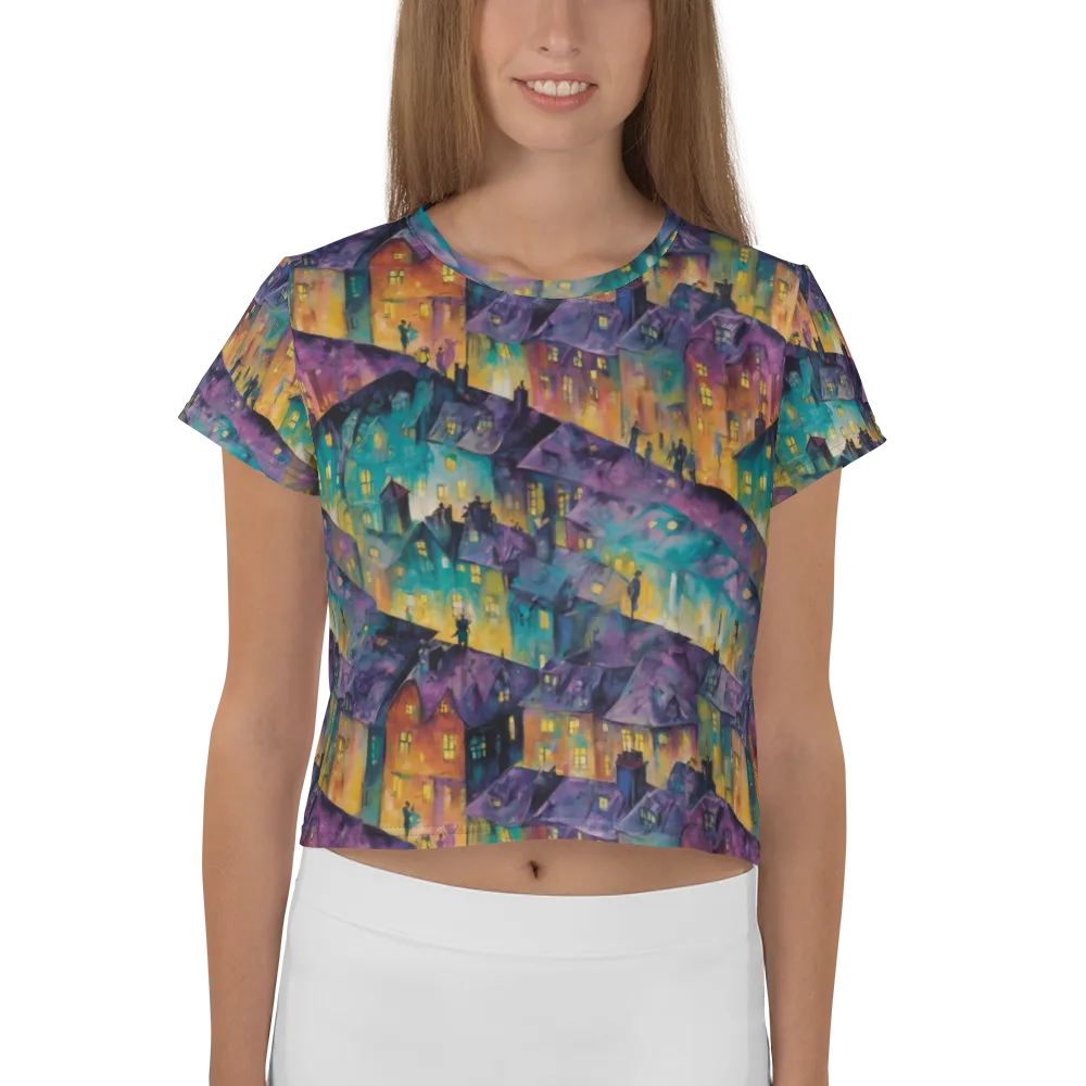 Midnight Rooftops on Crop Tee — Front