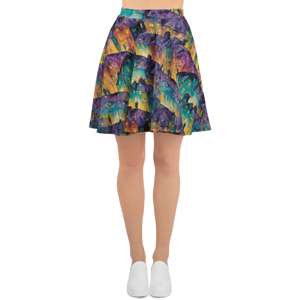 Midnight Rooftops on Skater Skirt — Front