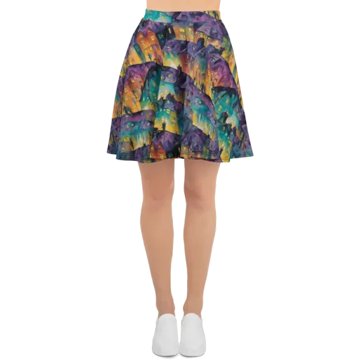 Midnight Rooftops on a Skater Skirt