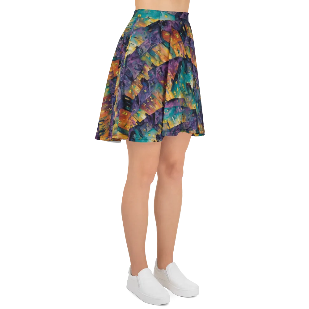 Midnight Rooftops on Skater Skirt — Right