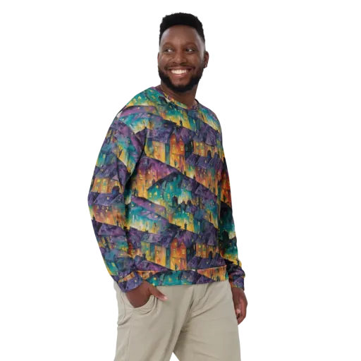 Midnight Rooftops on a Sweatshirt