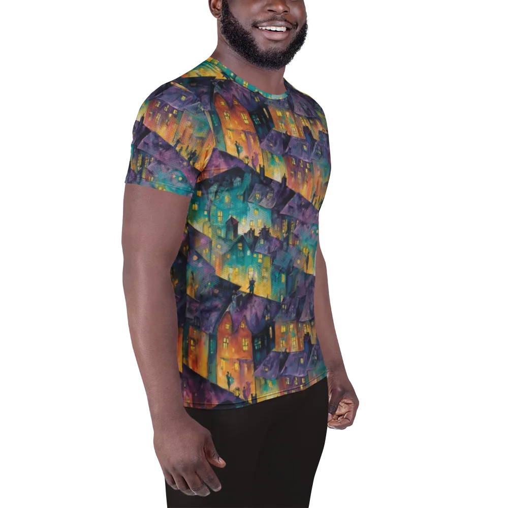 Midnight Rooftops on Men's Athletic T-Shirt — Right