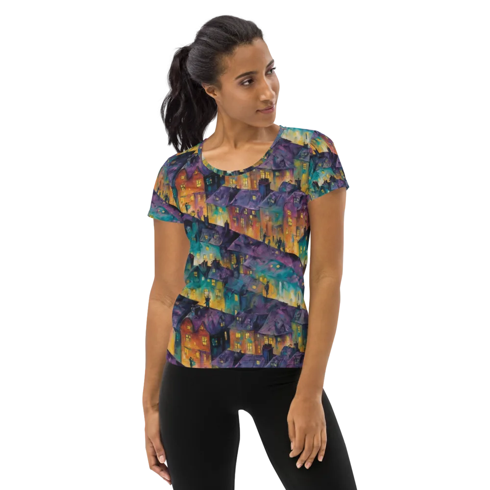 Midnight Rooftops on Women's Athletic T-Shirt — Front