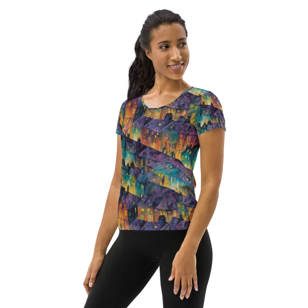 Midnight Rooftops on Women's Athletic T-Shirt — Left