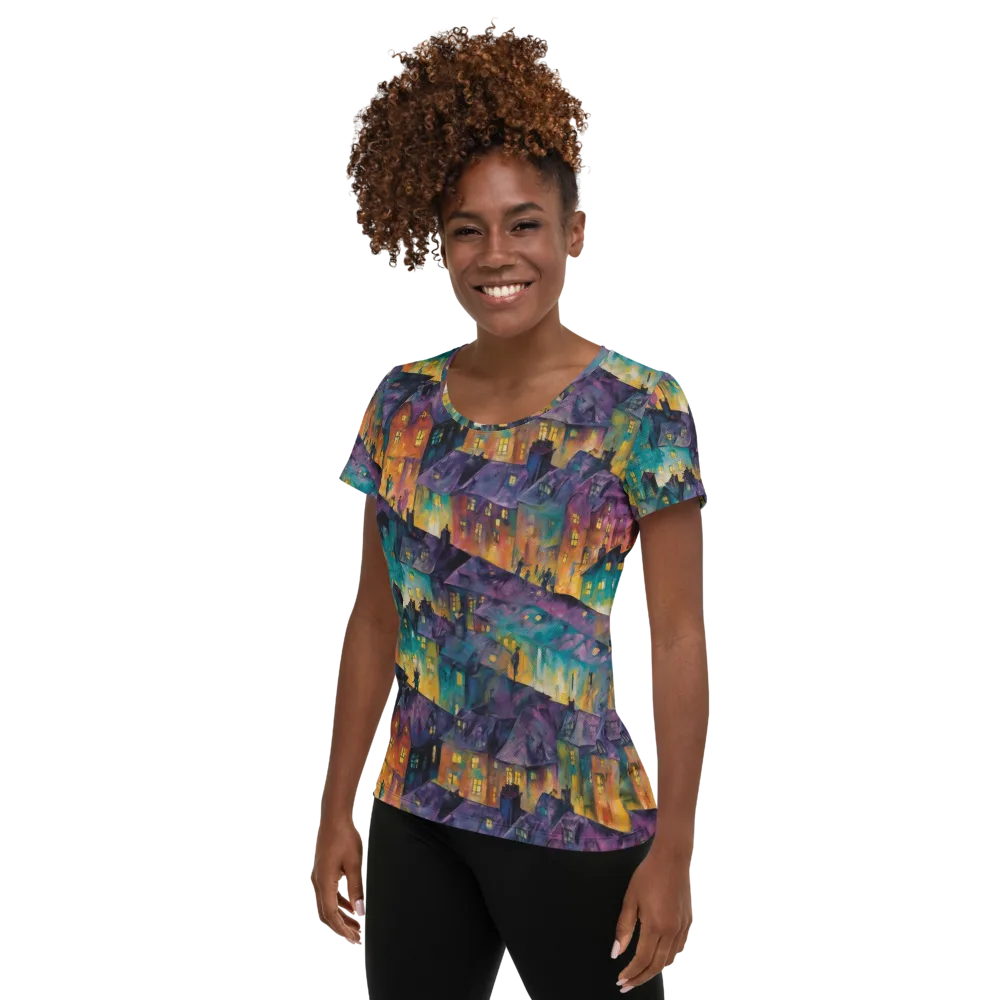 Midnight Rooftops on Women's Athletic T-Shirt — Left