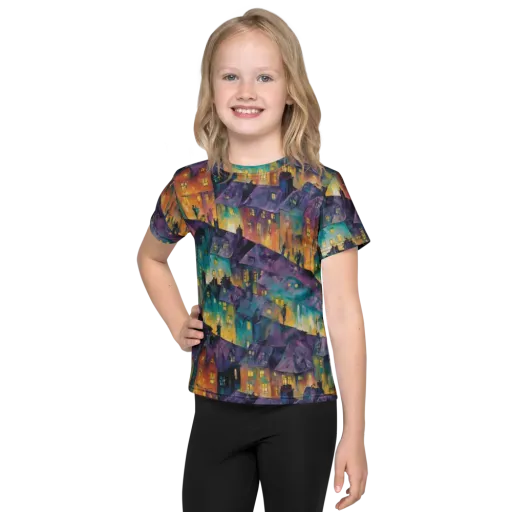 Midnight Rooftops on a Kids Crew Neck T-Shirt