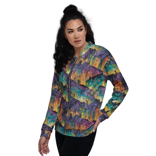 Midnight Rooftops on a Bomber Jacket