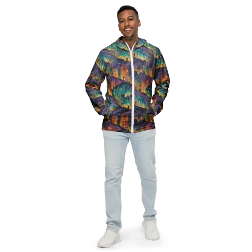 Midnight Rooftops on a Men's Windbreaker