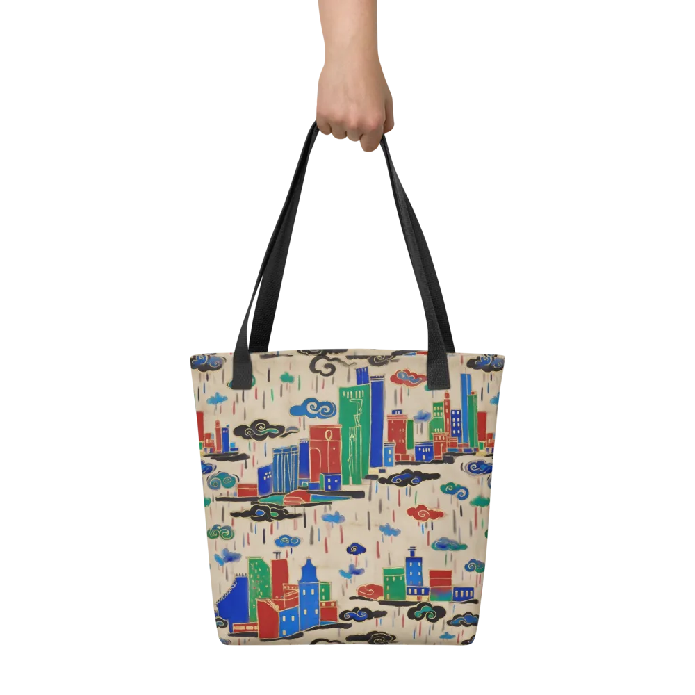 Rainy Neon City on Tote Bag — Front