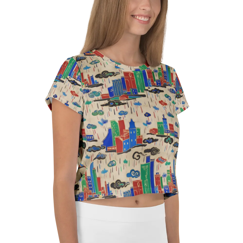 Rainy Neon City on Crop Tee — Right
