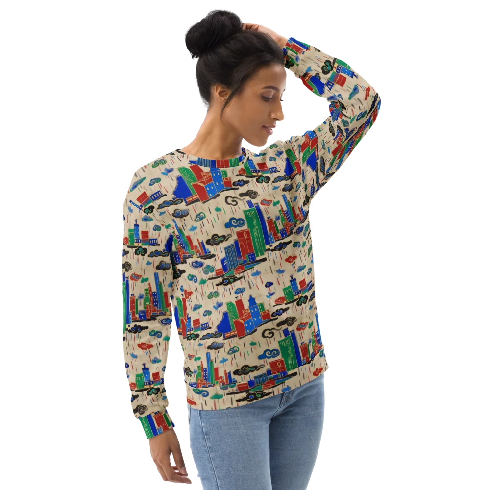 Rainy Neon City on Sweatshirt — Right Front