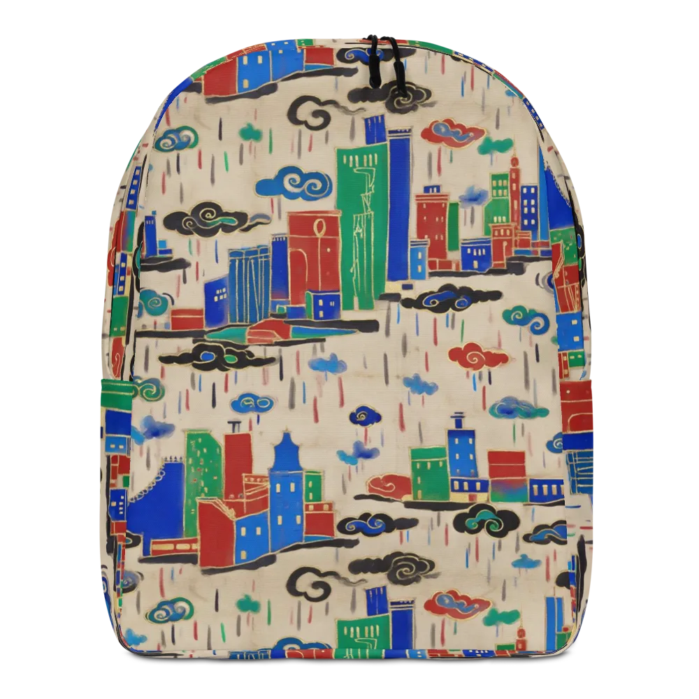 Rainy Neon City on Minimalist Backpack — Front
