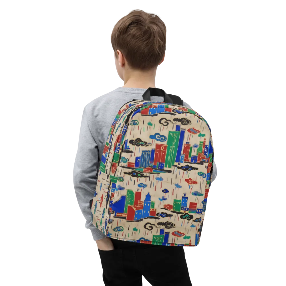 Rainy Neon City on Minimalist Backpack — Zoomed-in