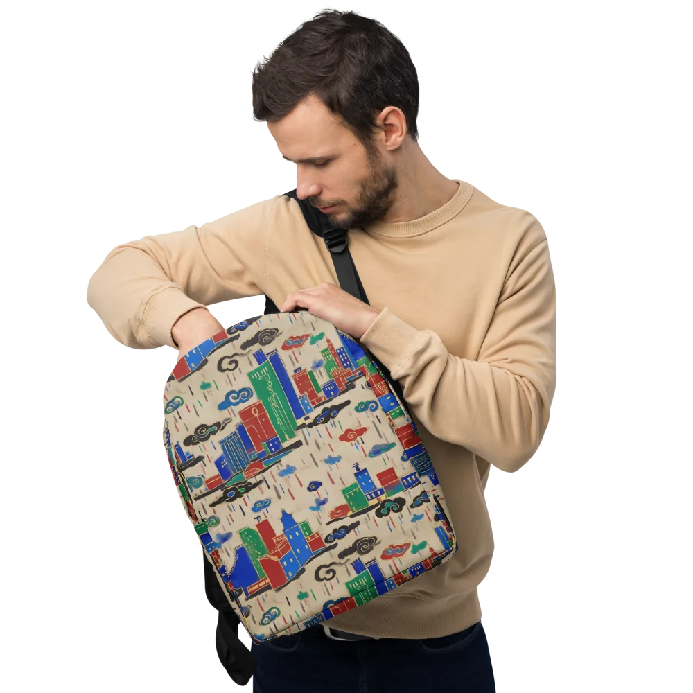 Rainy Neon City on Minimalist Backpack — Front