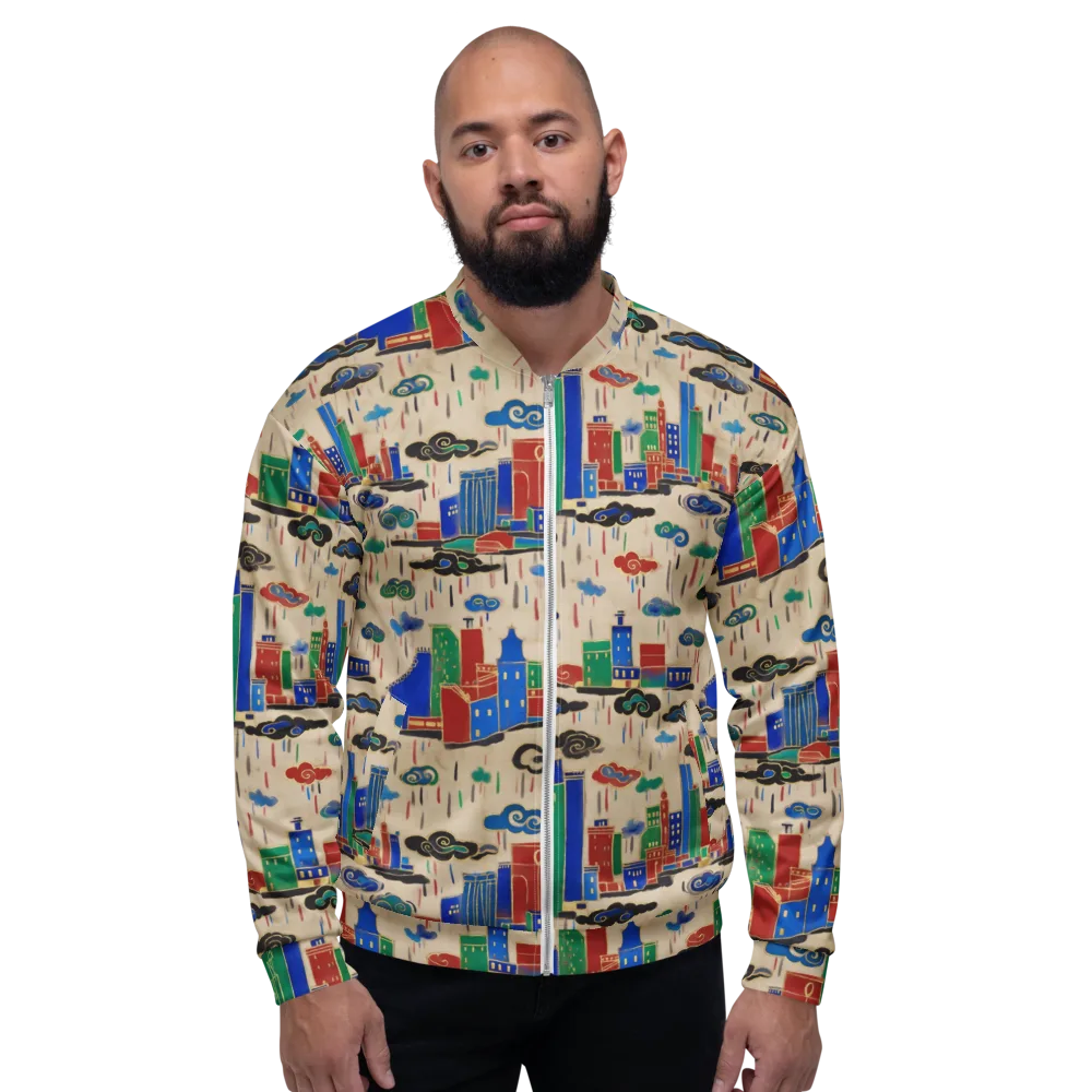 Rainy Neon City on Bomber Jacket — Front