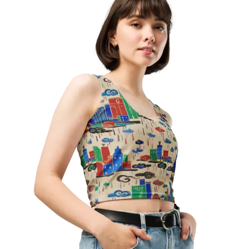 Rainy Neon City on a Crop Top