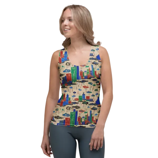 Rainy Neon City on a Women's Tank Top