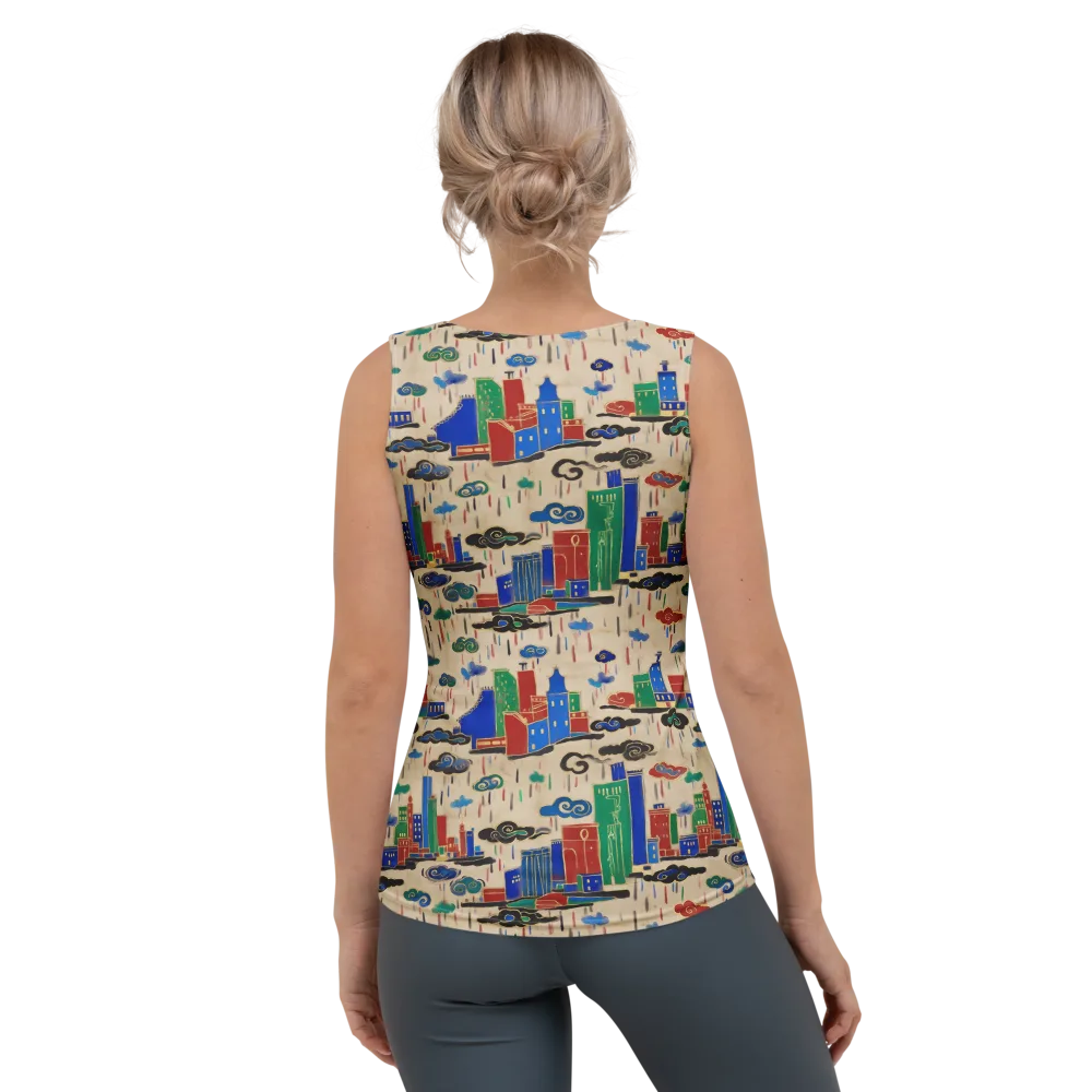 Rainy Neon City on Women's Tank Top — Back