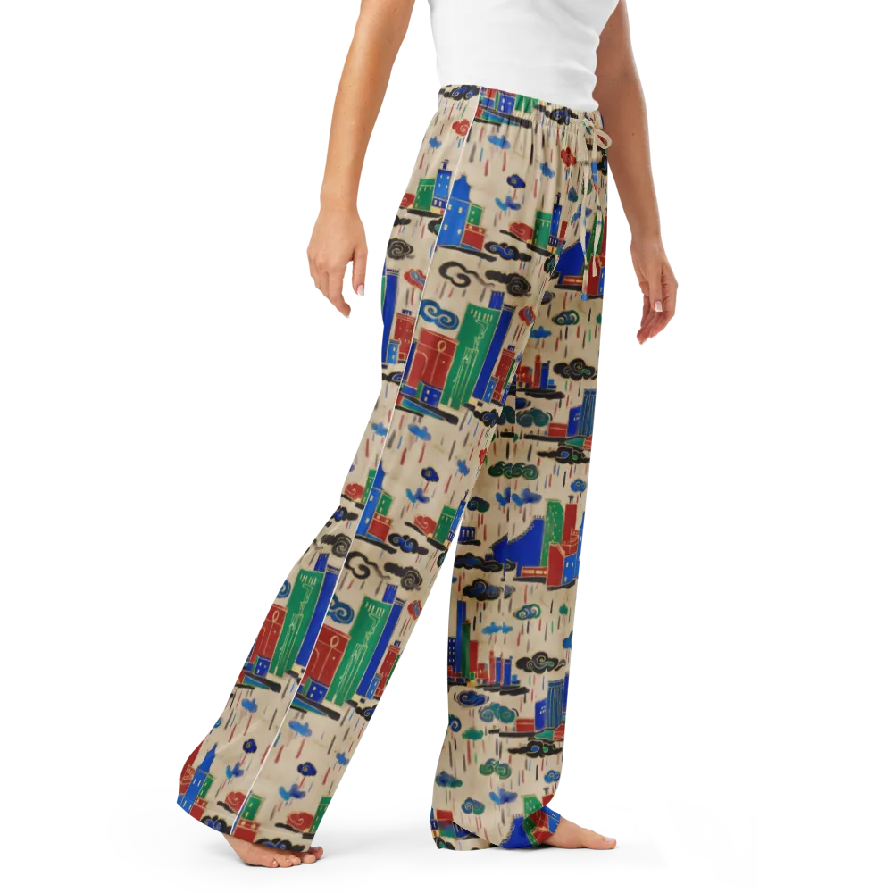 Rainy Neon City on Women's Pajama Pants — Right Front