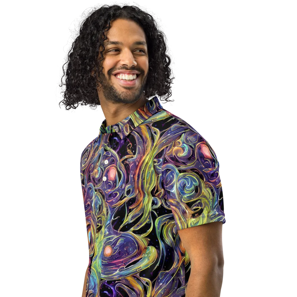 Lebacq Swirl on Men's Slim Fit Polo Shirt — Left Front