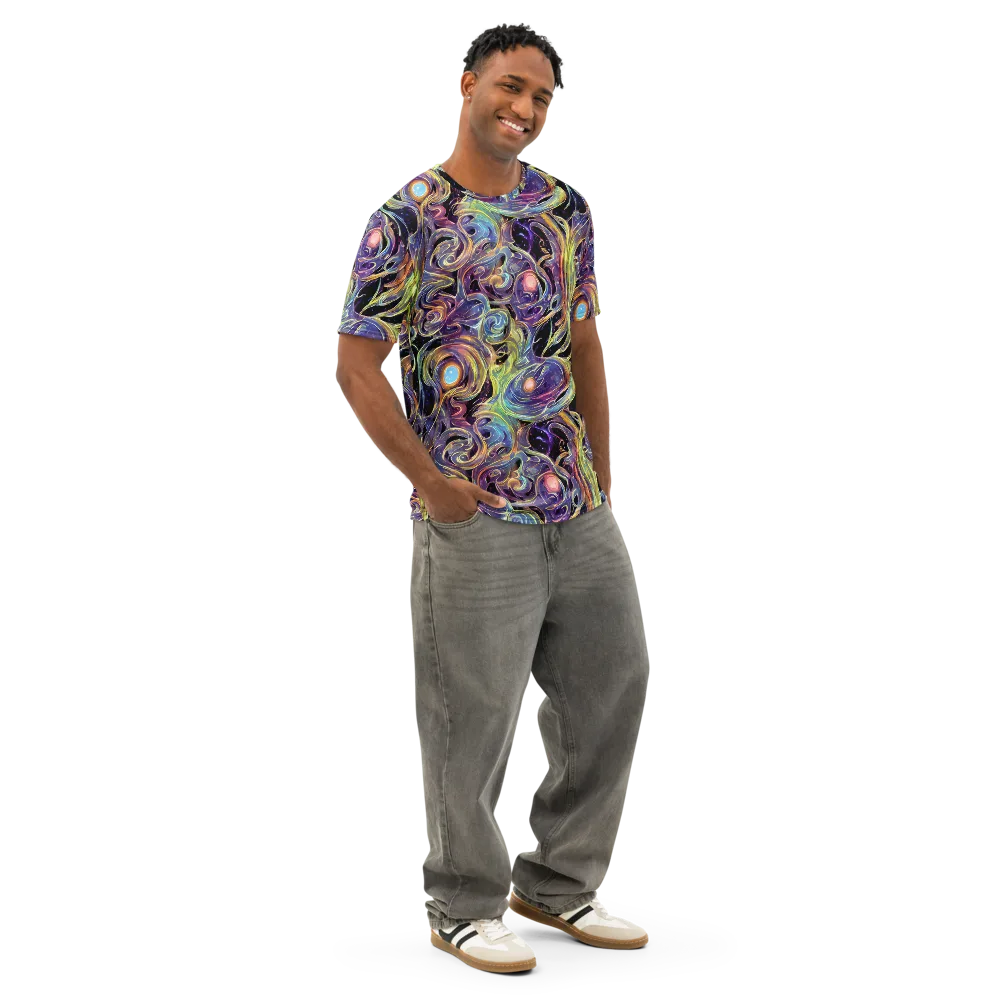 Lebacq Swirl on Men's Cotton Crew Neck T-Shirt — Right Front