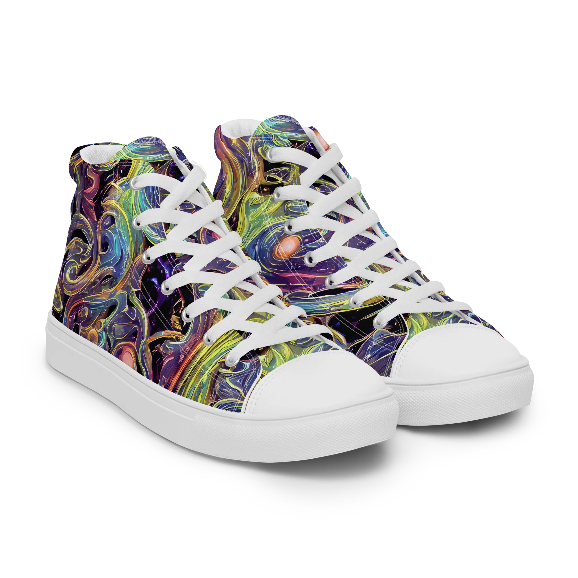 Lebacq Swirl on Men's High Top Canvas Shoes — Right Front