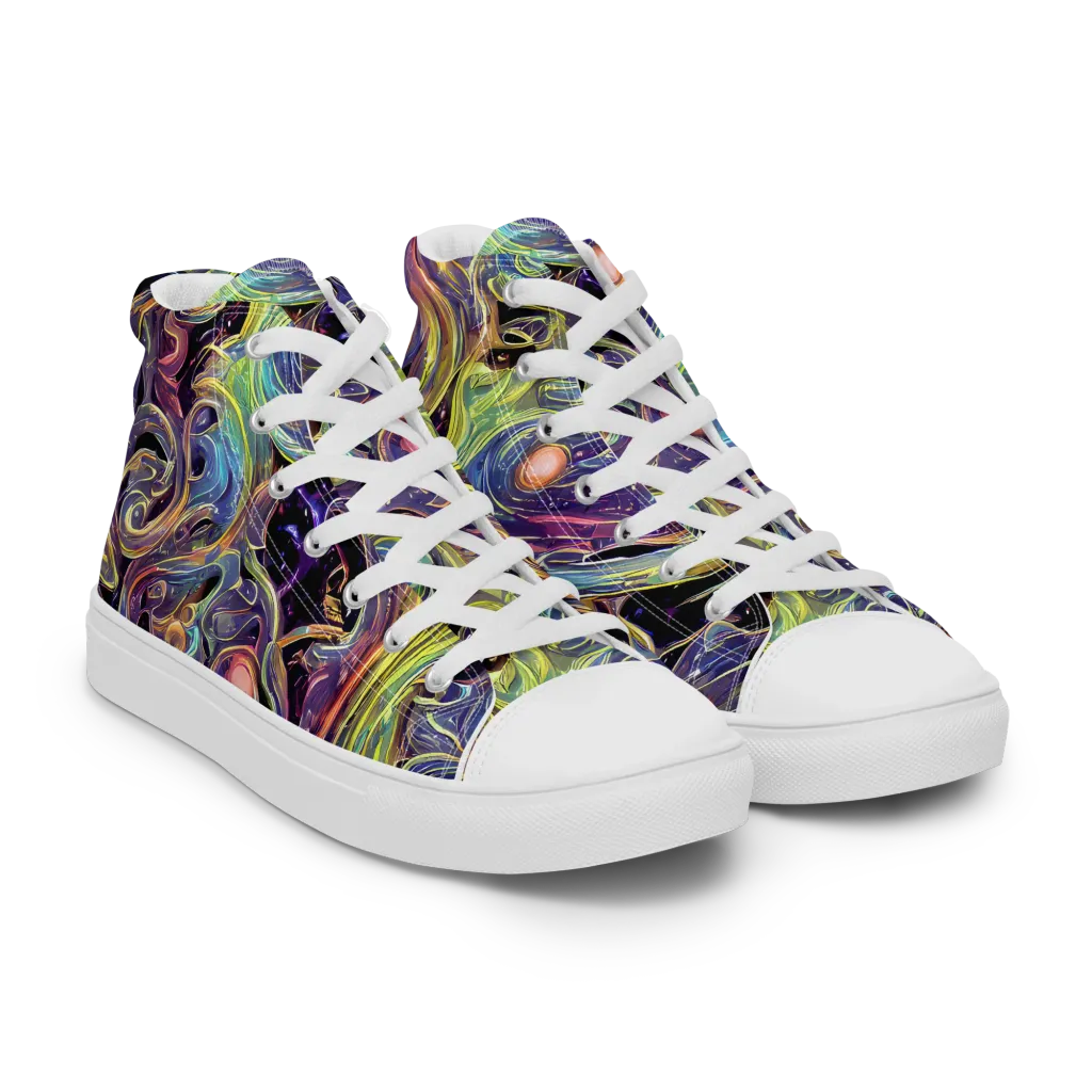 Lebacq Swirl on Men's High Top Canvas Shoes — Right Front