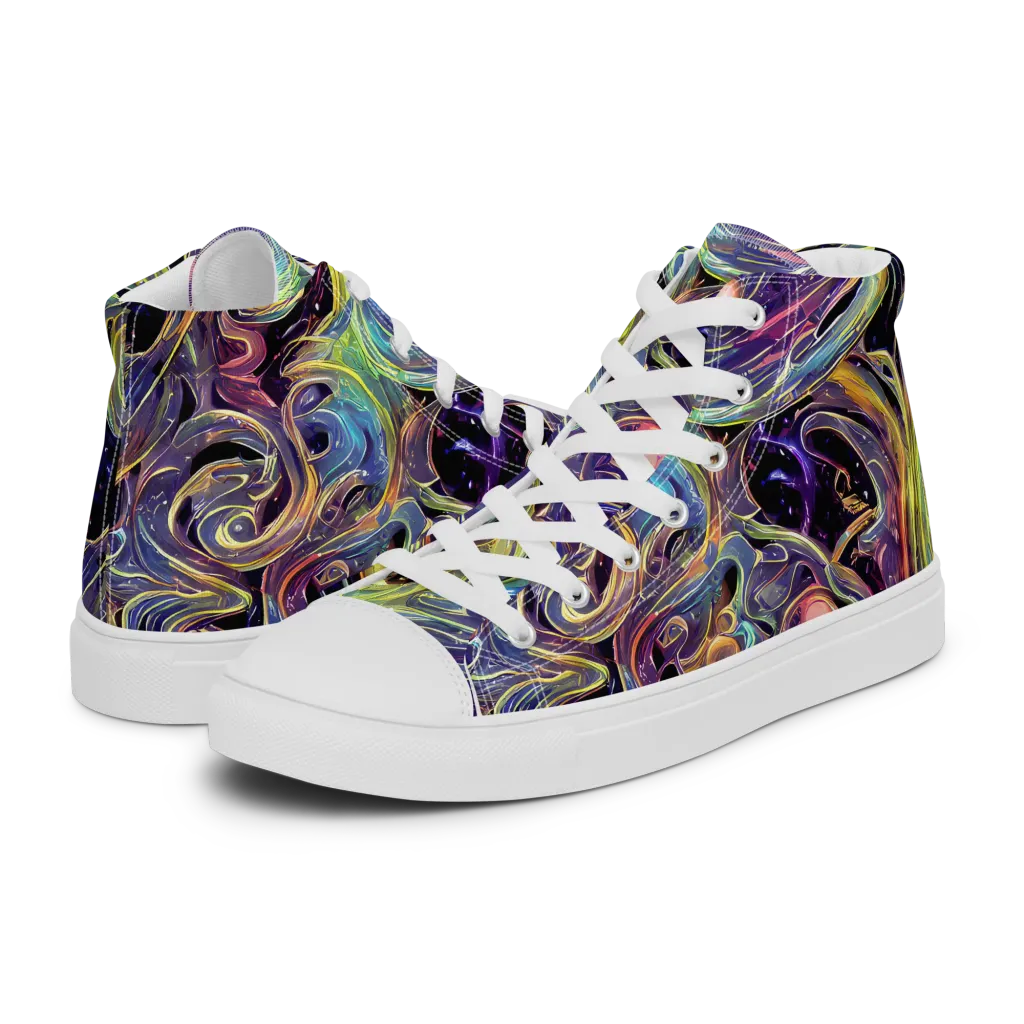 Lebacq Swirl on Men's High Top Canvas Shoes — Left