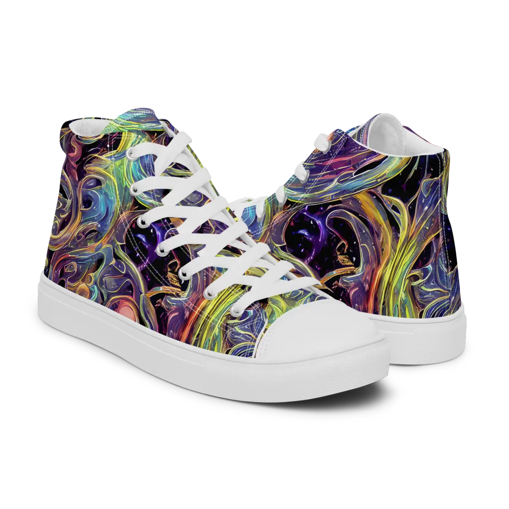 Lebacq Swirl on Men's High Top Canvas Shoes — Right