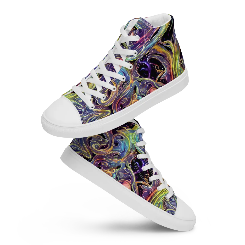Lebacq Swirl on Men's High Top Canvas Shoes — Front