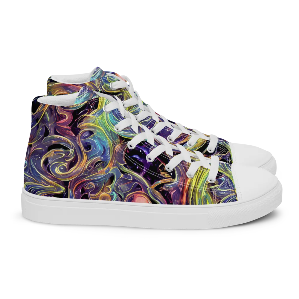 Lebacq Swirl on Women's High Top Canvas Shoes — Right