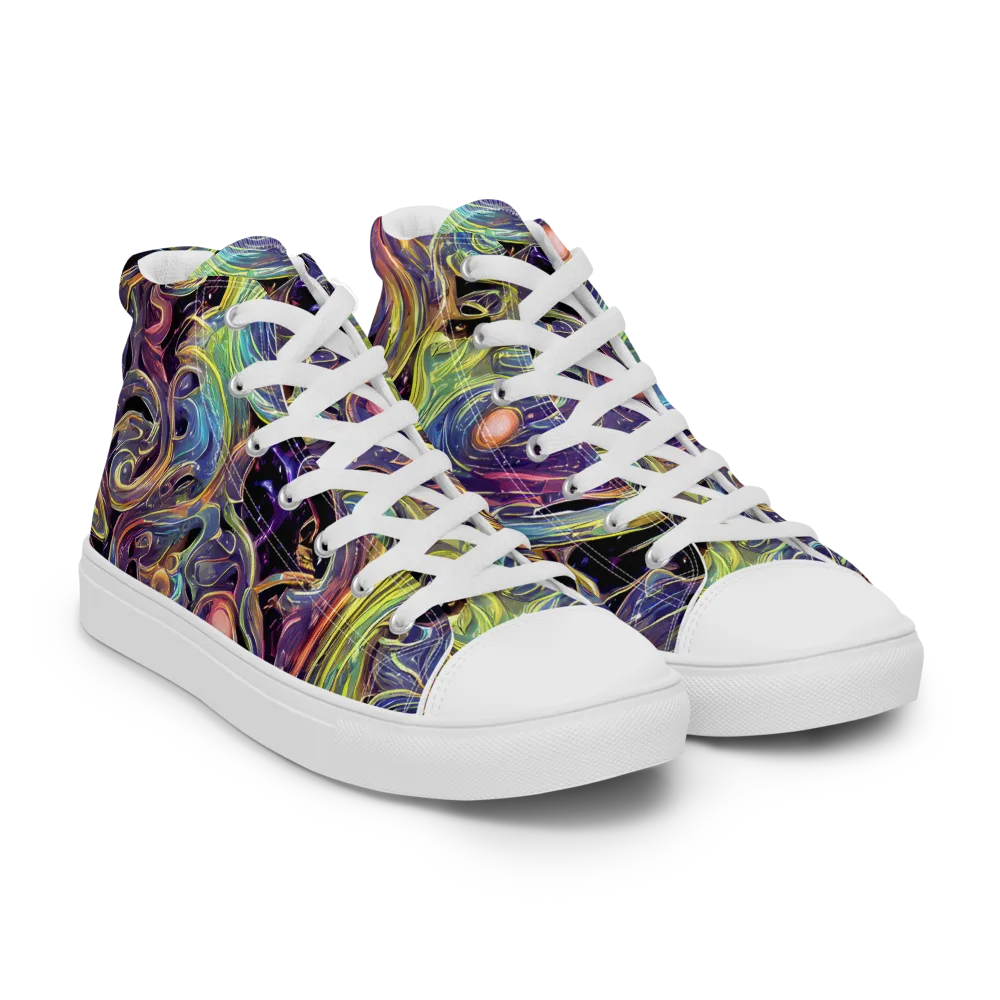 Lebacq Swirl on Women's High Top Canvas Shoes — Right Front