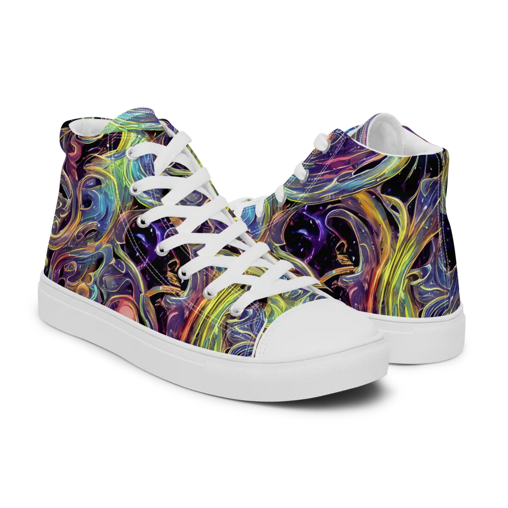 Lebacq Swirl on Women's High Top Canvas Shoes — Right