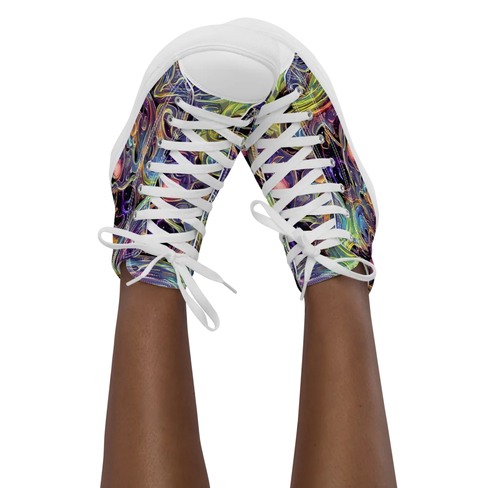 Lebacq Swirl on Women's High Top Canvas Shoes — Front