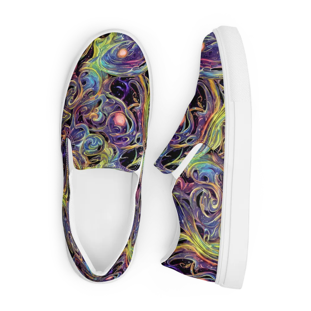 Lebacq Swirl on Men's Slip-On Canvas Shoes — Front