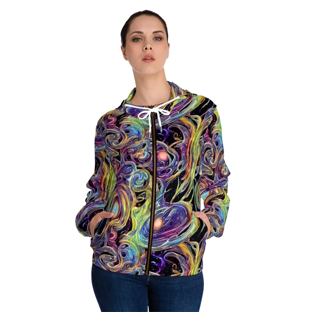 Lebacq Swirl on Women's Full-Zip Hoodie — Front On Person