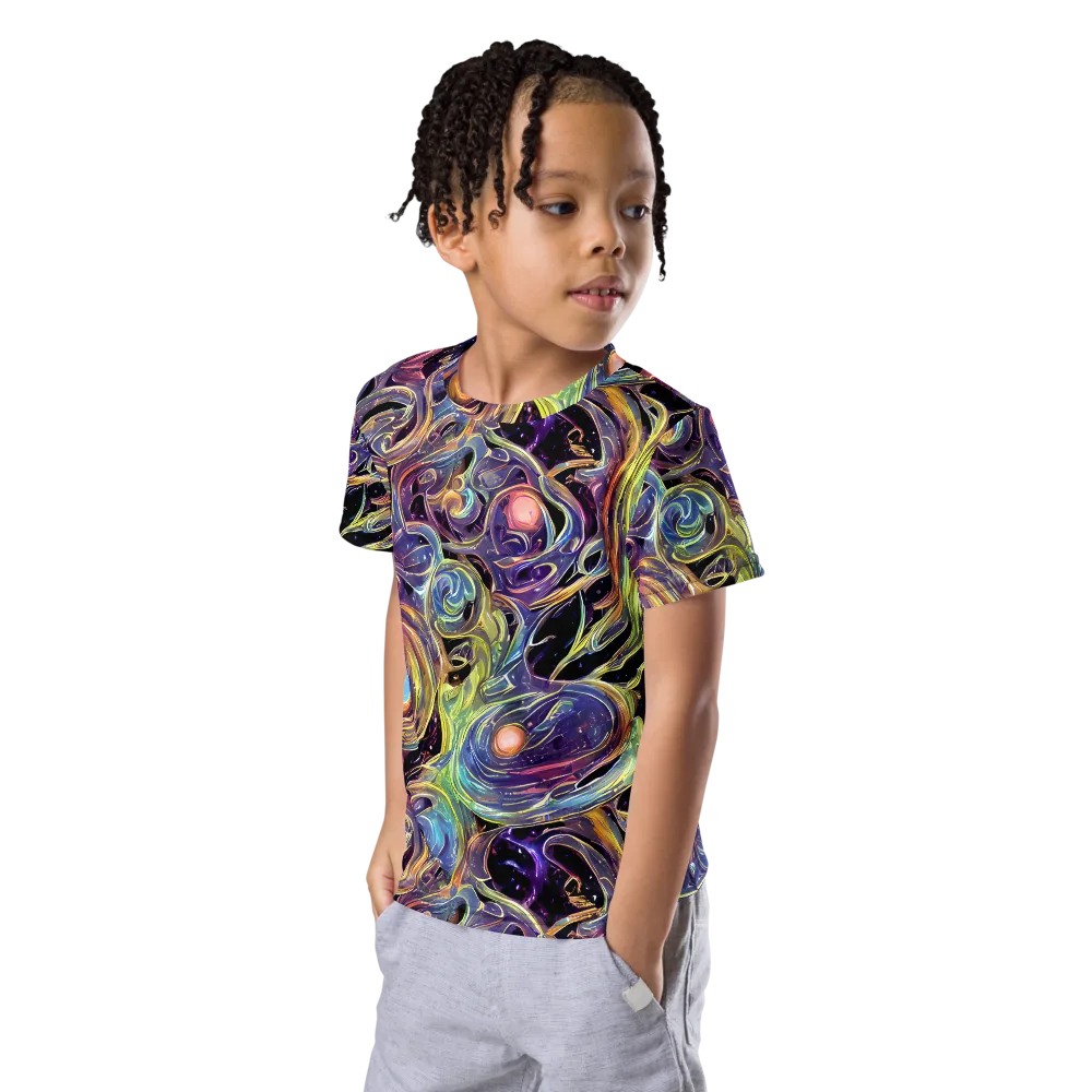 Lebacq Swirl on Kids Crew Neck T-Shirt — Left Front