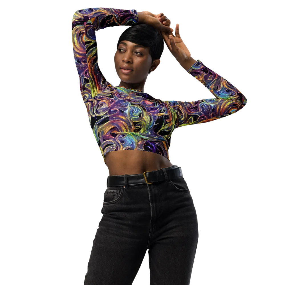 Lebacq Swirl on Long Sleeve Crop Top — Front