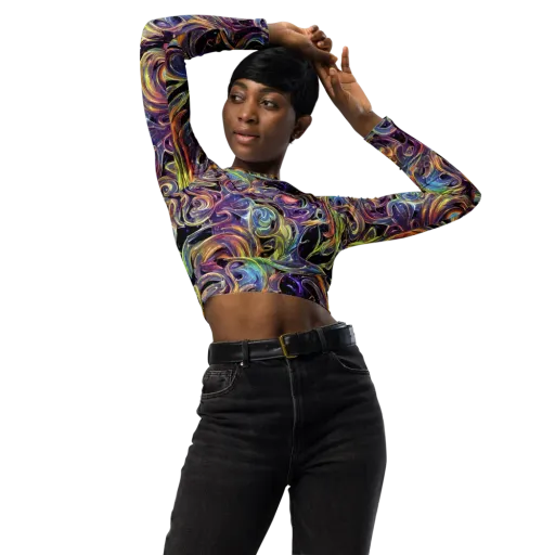 Lebacq Swirl on a Long Sleeve Crop Top