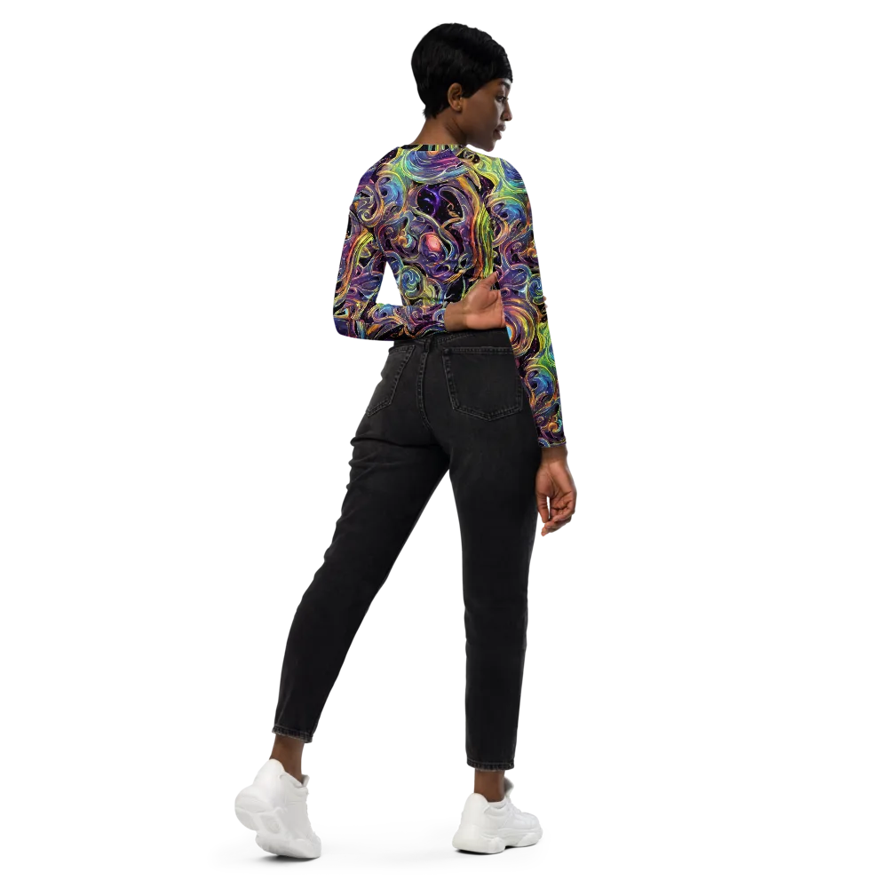 Lebacq Swirl on Long Sleeve Crop Top — Right Back