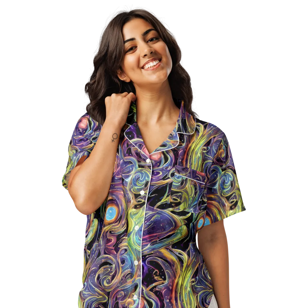 Lebacq Swirl on Women's Short Sleeve Pajama Top — Front