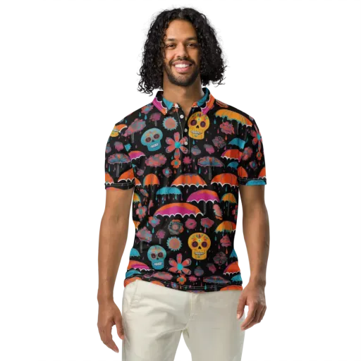 Skull Shower on a Men's Slim Fit Polo Shirt