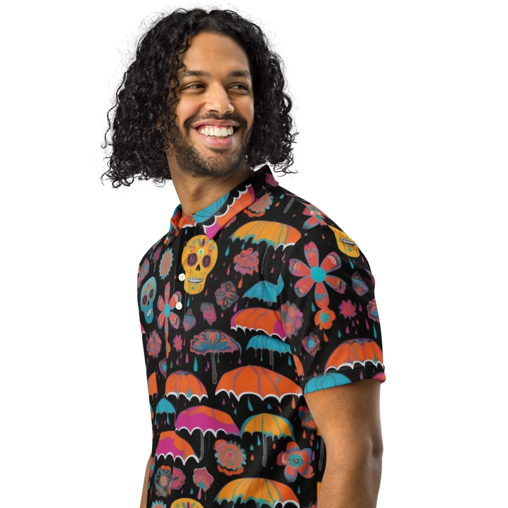 Skull Shower on Men's Slim Fit Polo Shirt — Left Front