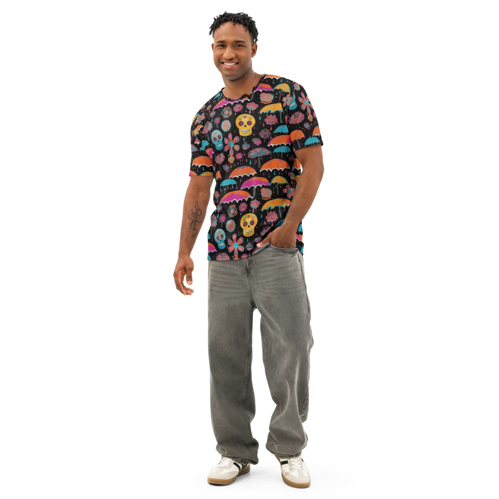 Skull Shower on Men's Cotton Crew Neck T-Shirt — Front